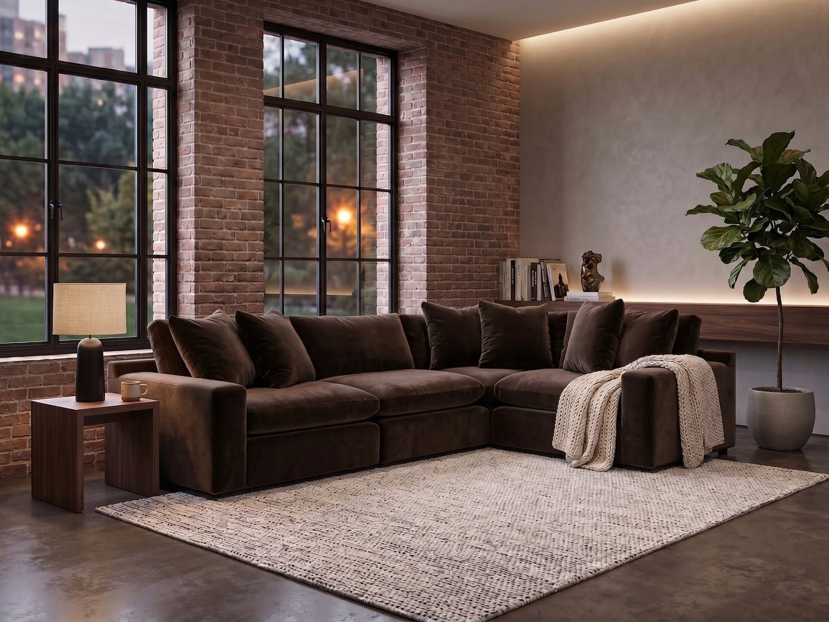 Haven Chocolate Polyester 133" x 92" Modular Sectional