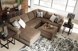 HAZMEL Teak Chenille 131" x 97" Oversized Sectional