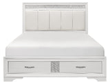 HUDSON White Platform Bedroom Set with Hidden Drawers