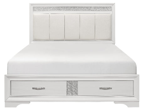 HUDSON White Platform Bedroom Set with Hidden Drawers