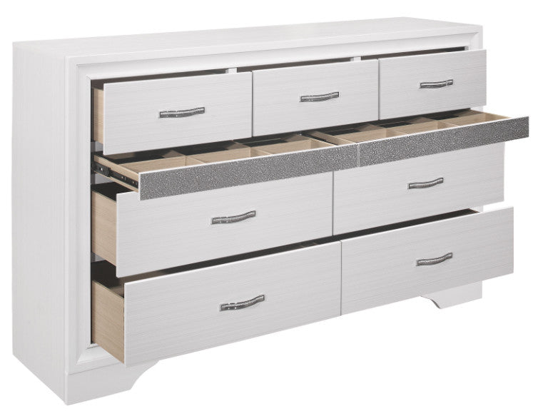 HUDSON White Platform Bedroom Set with Hidden Drawers