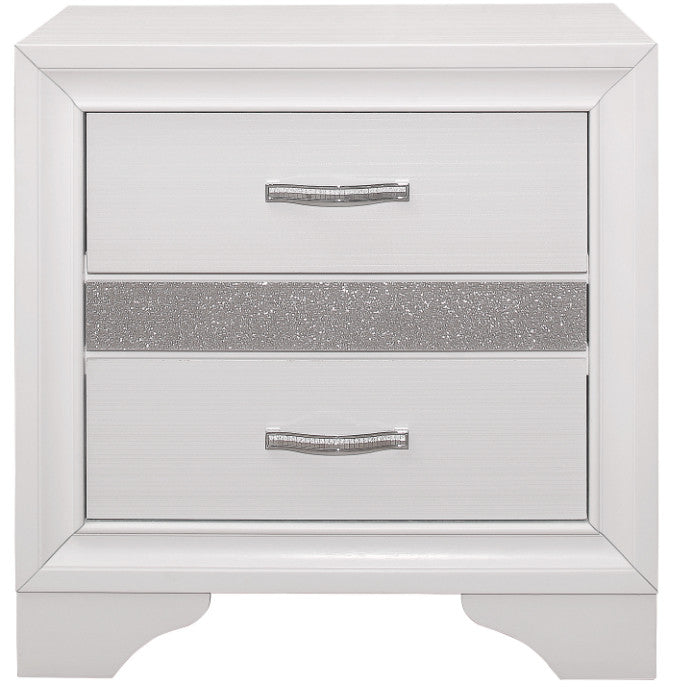 HUDSON White Platform Bedroom Set with Hidden Drawers