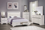 HUDSON White Platform Bedroom Set with Hidden Drawers