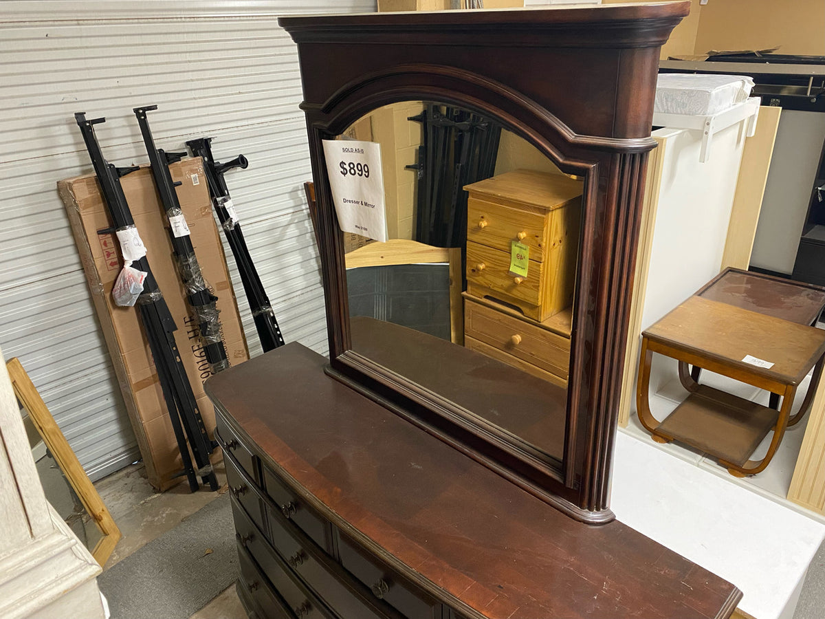 GRANDOVER Dark Brown 67" Wide Dresser & Mirror