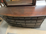 GRANDOVER Dark Brown 67" Wide Dresser & Mirror