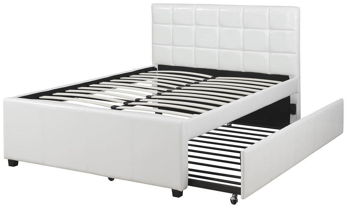 JANNA White Platform Bed with Twin Trundle