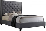 Joylette Grey Fabric Tufted Bed