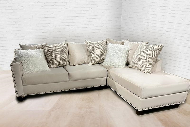 ELMIRA Cream Velvet 104" x 78" Sectional