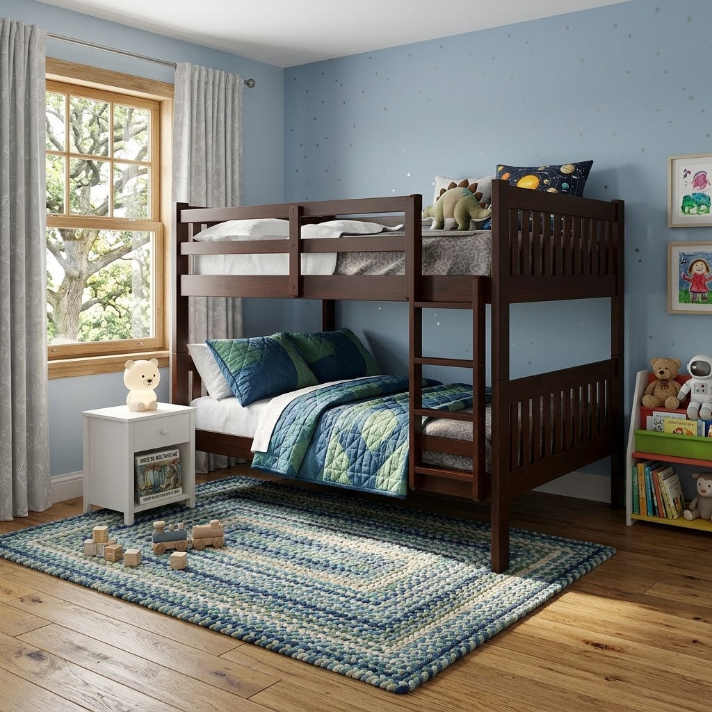 KINKO Dark Brown Full over Full Bunk Bed