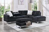 KUARRI Black Velvet 107" Wide Reversible Sectional