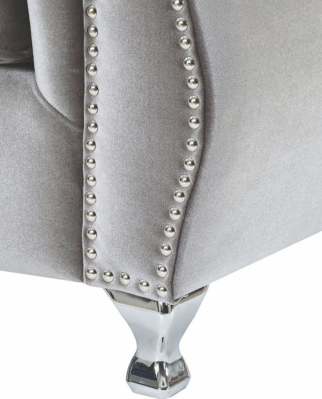 Lanah Silver Velvet Tufted Sofa