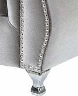 Lanah Silver Velvet Tufted Sofa