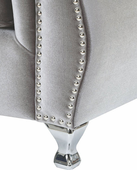 Lanah Silver Velvet Tufted Sofa