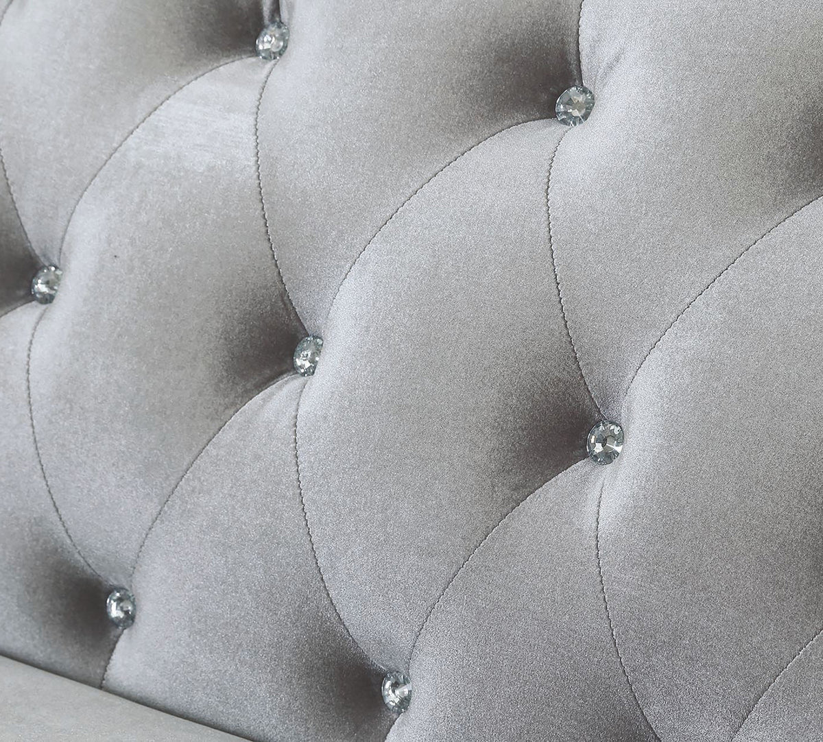 Lanah Silver Velvet Tufted Sofa