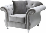 Lanah Silver Velvet Tufted Arm Chair