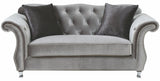 LANAH Silver Velvet Tufted Sofa & Loveseat