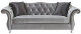 Lanah Silver Velvet Tufted Sofa