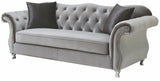 LANAH Silver Velvet Tufted Sofa & Loveseat