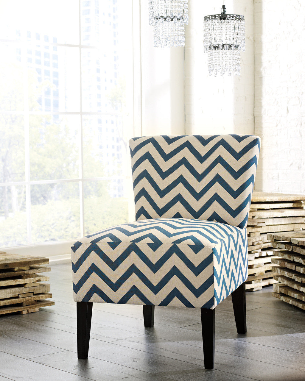 Lani Blue Zig-Zag Accent Chair