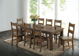 MEADOWBROOK 9 Piece Rectangular Dining Set Rustic Brown