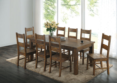 MEADOWBROOK 9 Piece Rectangular Dining Set Rustic Brown