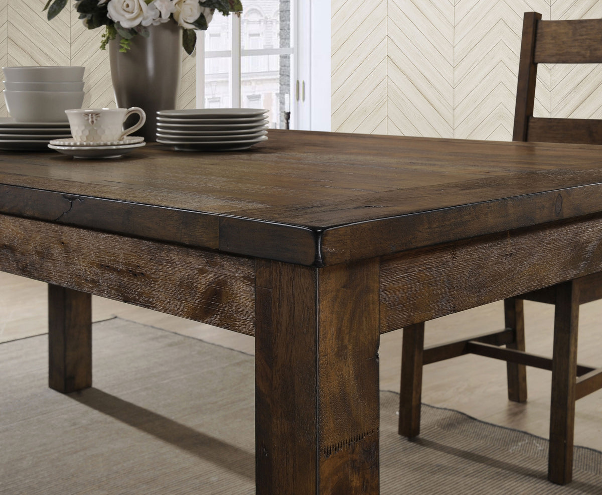 MEADOWBROOK 7 Piece Rectangular Dining Set Rustic Brown
