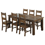 MEADOWBROOK 7 Piece Rectangular Dining Set Rustic Brown