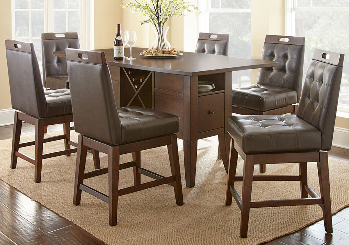 Mira Medium Brown 7-PC Swivel Counter Set