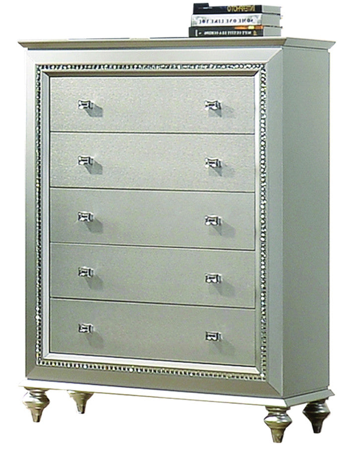 MARVILLA Silver 5 Drawer Chest