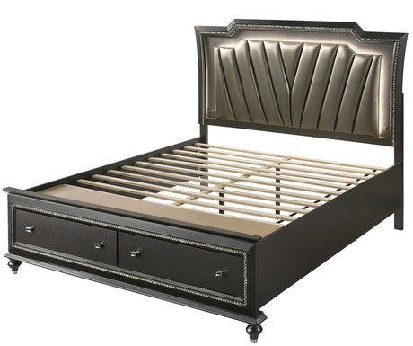 MARVILLA Gray LED Storage Bed