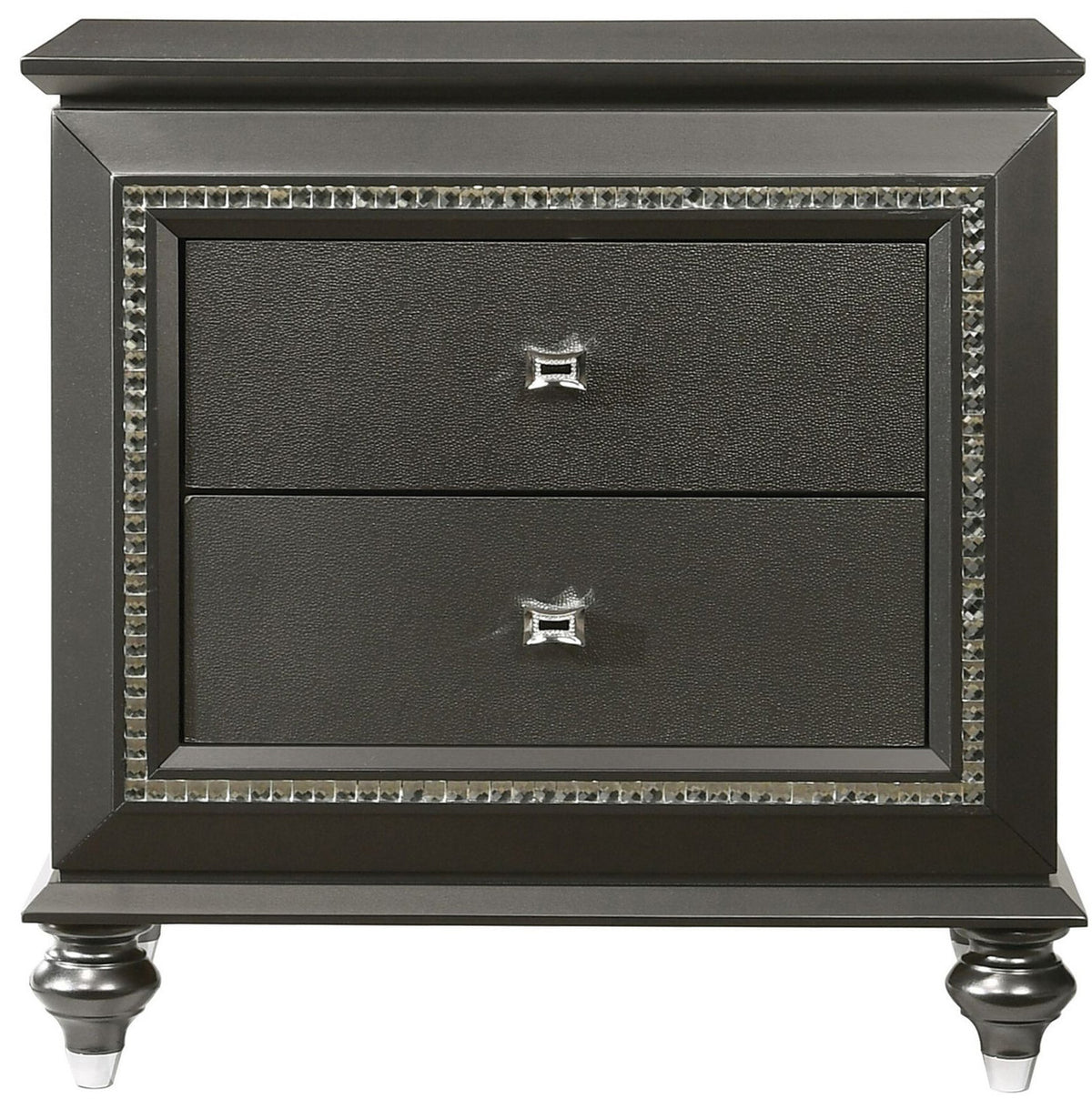MARVILLA Gray 2 Drawer Nightstand