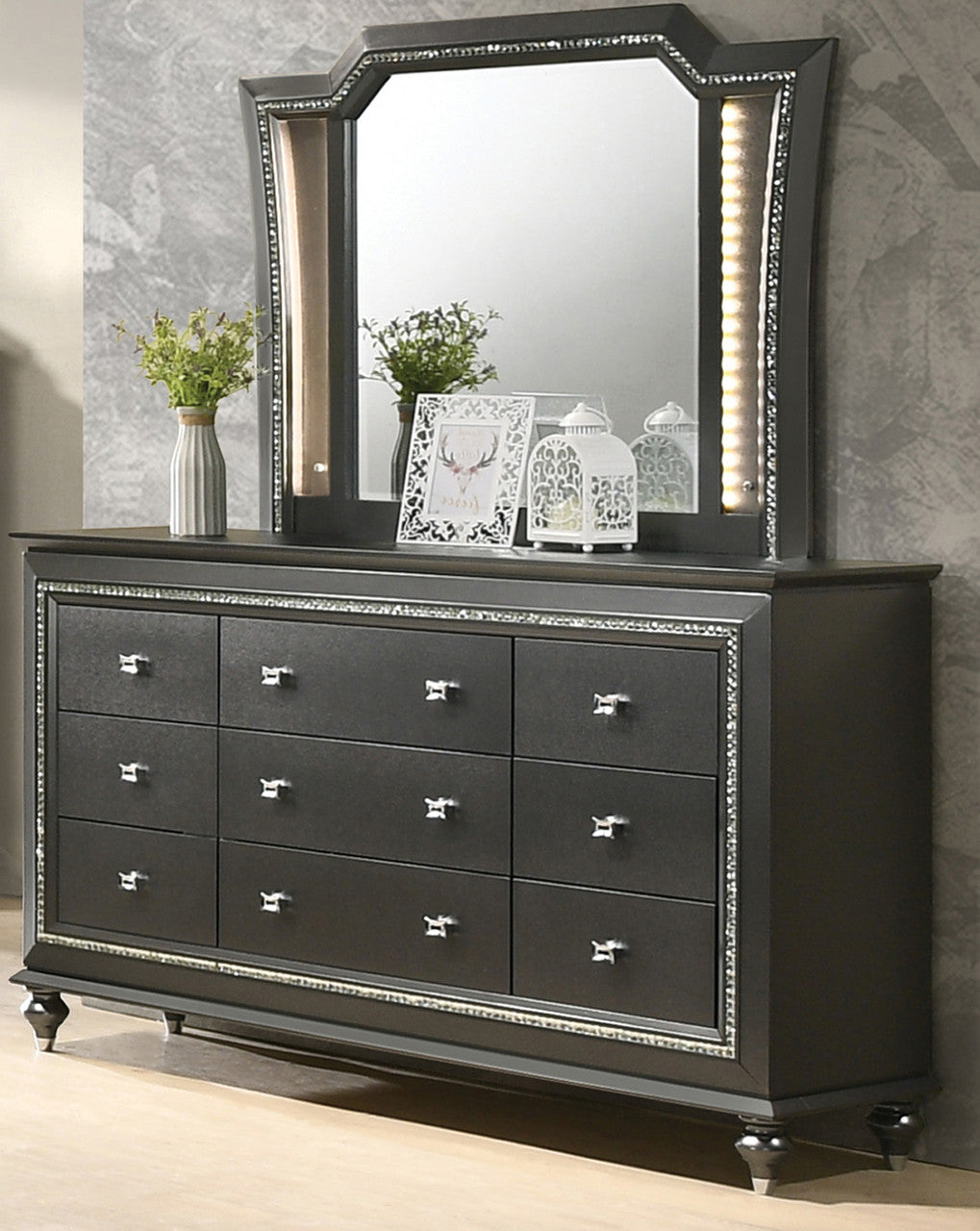 MARVILLA Gray LED Storage Bedroom
