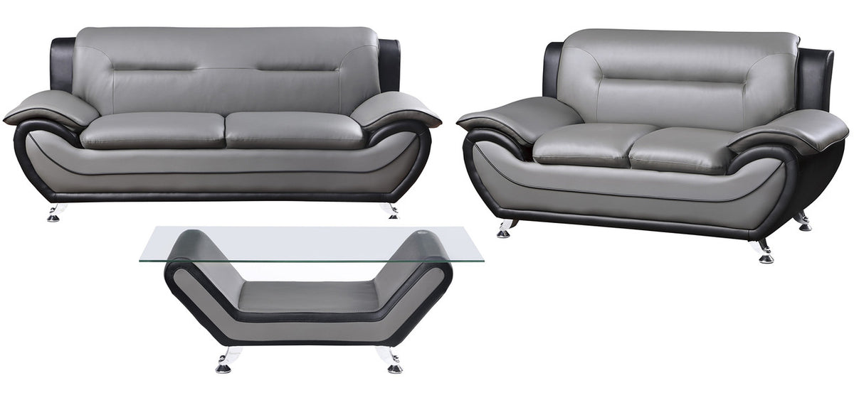 ZAIDEN Gray & Black 3-PC Livingroom Set