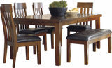 NELA Medium Brown 6 Piece Dining Set with Bench-Clearance