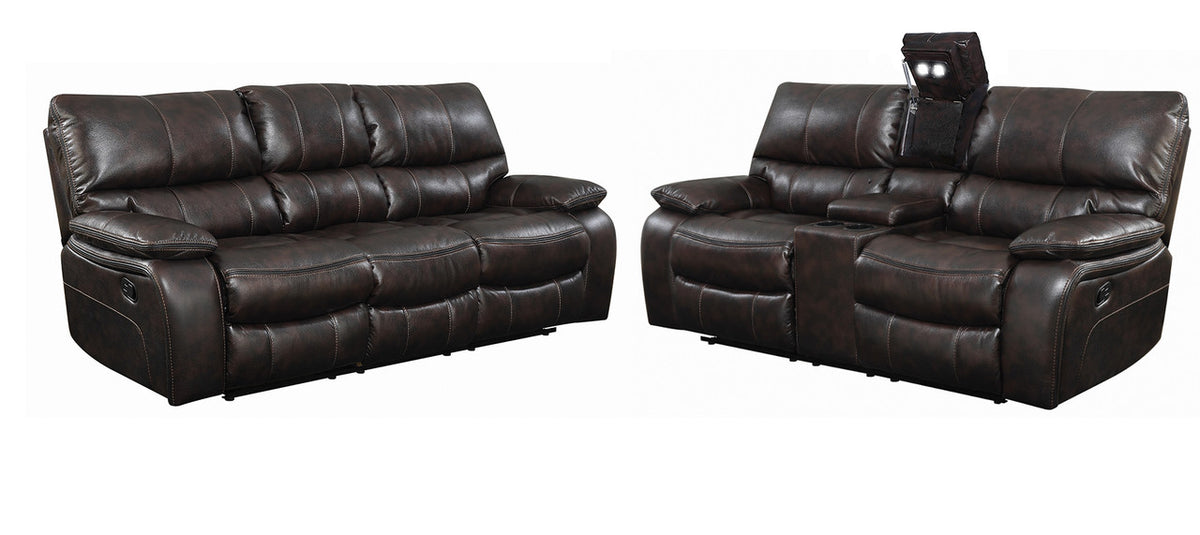 HENRY Dark Brown Leatherette Reclining Sofa & Loveseat