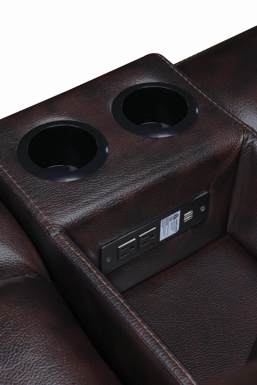 HENRY Dark Brown Leatherette Reclining Sofa & Loveseat
