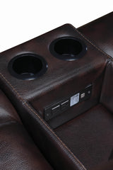 HENRY Dark Brown Leatherette Reclining Sofa & Loveseat
