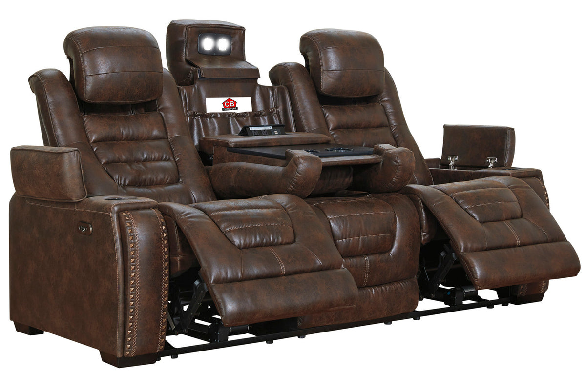 CONCIERGE Brown Powered Reclining Sofa & Loveseat
