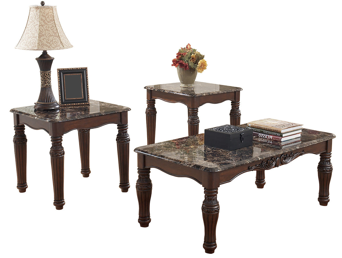 Jana 3-PC Faux Marble Table Set