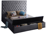 AZELL Gray Velvet 61" Height Platform Bed with Storage Benches