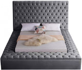 AZELL Gray Velvet 61" Height Platform Bed with Storage Benches
