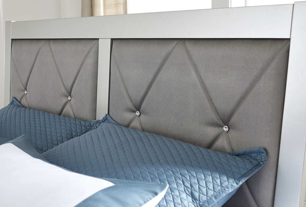Rianni Silver Upholstered Bed