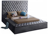 AZELL Gray Velvet 61" Height Platform Bed with Storage Benches