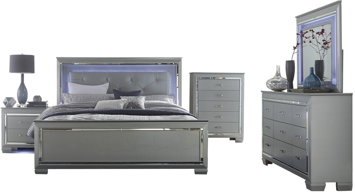 ANNIE Silver 28" Wide Nightstand with LED Night Light