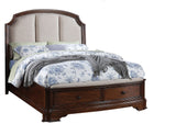Wilkerson Cherry 6-PC Upholstered Storage Platform Bed