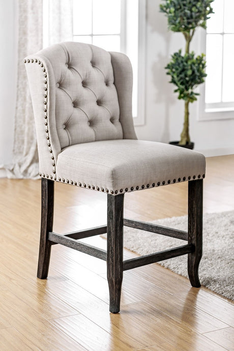 Amir Beige Counter Height Wing Chair