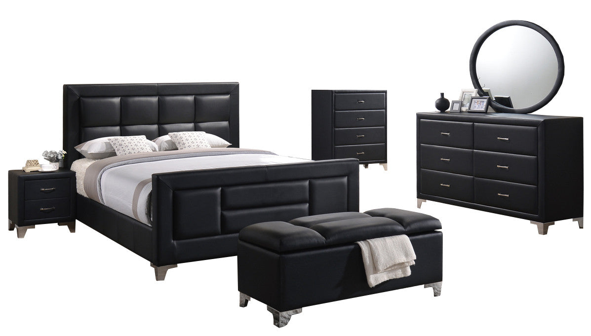 ARCADE Black Faux Leather Bedroom Set