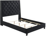 JOYLETTE Black Fabric Tufted Bed