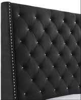 JOYLETTE Black Fabric Tufted Bed