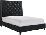 JOYLETTE Black Fabric Tufted Bed